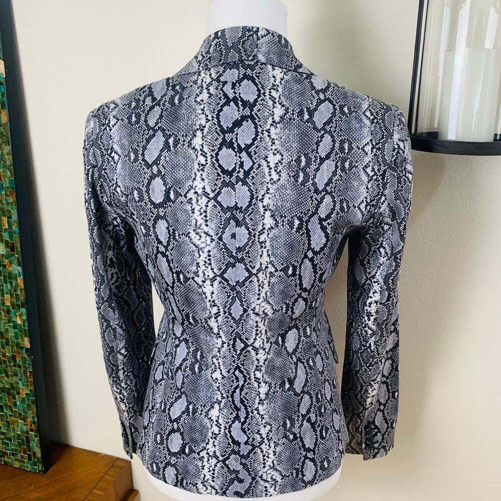 Michael Kors Black Gray Snake Print Blazer Jacket One Button Front Career Formal - Picture 7 of 9
